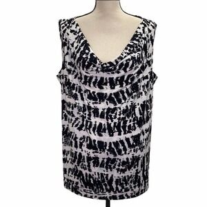 BLACK and White Sleeveless Cowl Neck Blouse 18/20